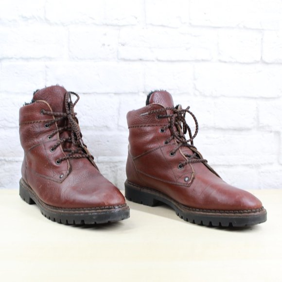 Women's Brown Pebbled Leather Lined Winter Ankle Boots Canada Made Size 9 D - Picture 3 of 9